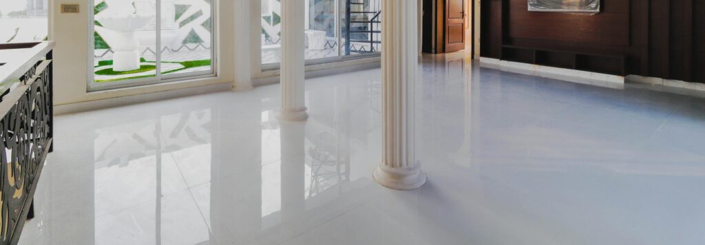 Room with Marble Floor and Imitation of Ancient Columns. The cover image of article Know All Abut The Global Trends in Floors & Floorings in 2024