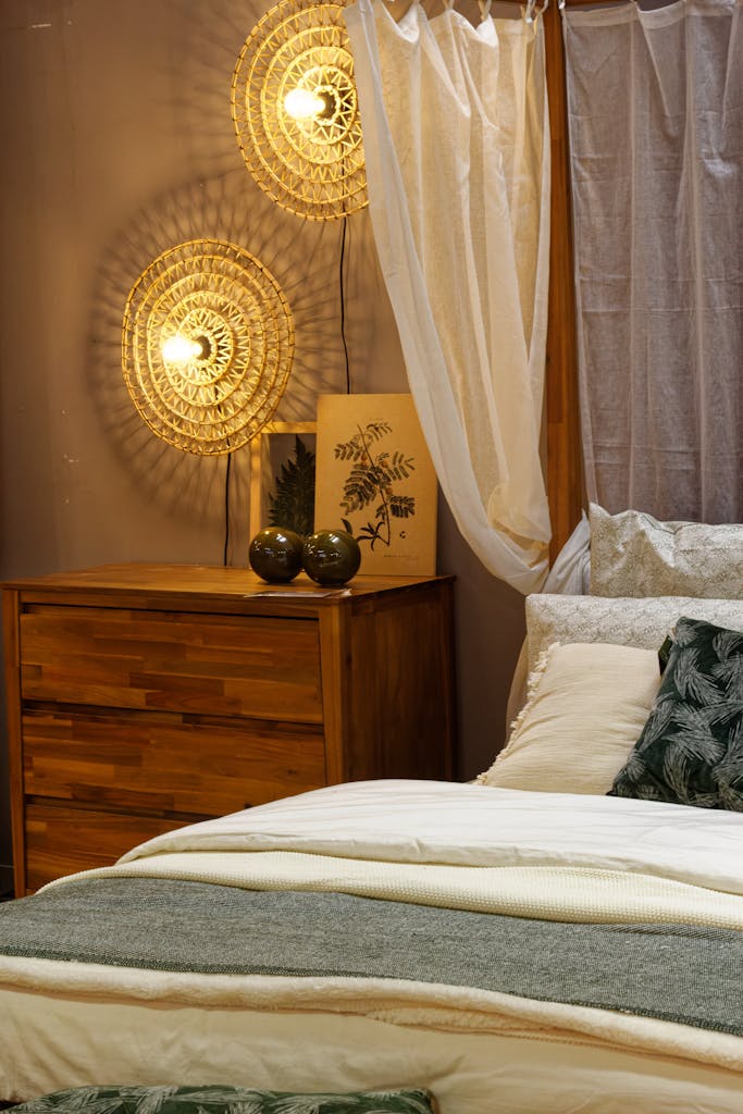 Illuminated Wall Lamps in a Bedroom