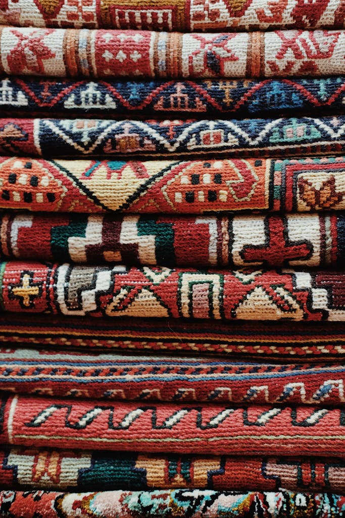 Stack of Folded Carpets